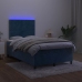 Cama box spring colchón y LED terciopelo azul oscuro 120x190 cm