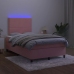 Cama box spring con colchón y LED terciopelo rosa 120x190 cm