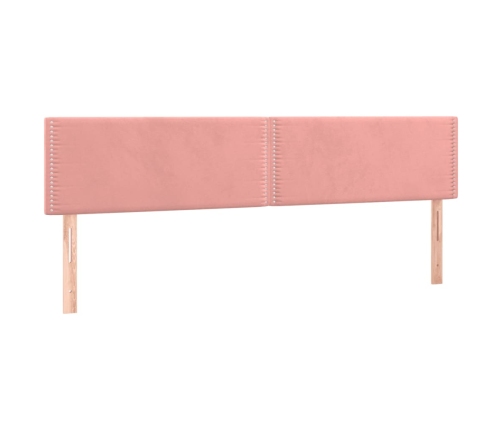 Cama box spring con colchón y LED terciopelo rosa 120x190 cm