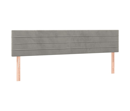 Cama box spring colchón y LED terciopelo gris claro 120x190 cm