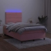 Cama box spring con colchón y LED terciopelo rosa 120x190 cm