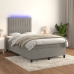 vidaXL Cama box spring colchón y LED terciopelo gris claro 120x190 cm