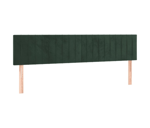 Cama box spring colchón y LED terciopelo verde oscuro 120x190cm