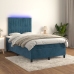 Cama box spring colchón y LED terciopelo azul oscuro 120x190 cm