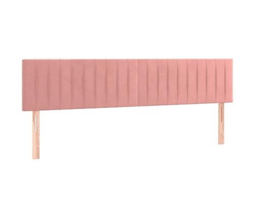 Cama box spring con colchón y LED terciopelo rosa 120x190 cm