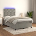 Cama box spring colchón y LED terciopelo gris claro 120x190 cm