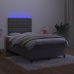 Cama box spring colchón y LED terciopelo gris oscuro 120x190 cm