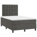 Cama box spring colchón y LED terciopelo gris oscuro 120x190 cm