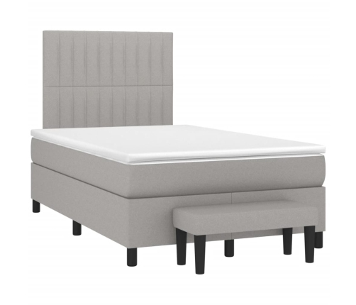 Cama box spring con colchón tela gris claro 120x190 cm