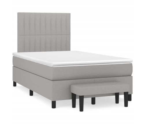 Cama box spring con colchón tela gris claro 120x190 cm