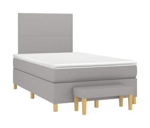 Cama box spring con colchón tela gris claro 120x190 cm