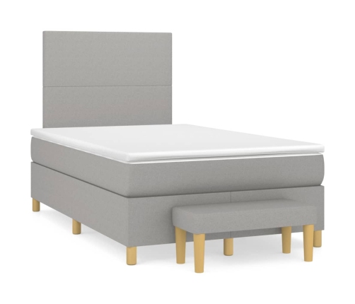 Cama box spring con colchón tela gris claro 120x190 cm