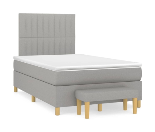 Cama box spring con colchón tela gris claro 120x190 cm