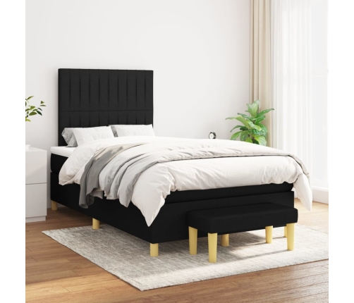 Cama box spring con colchón tela negro 120x190 cm