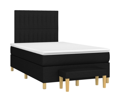 Cama box spring con colchón tela negro 120x190 cm