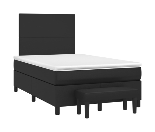 Cama box spring con colchón cuero sintético negro 120x190 cm