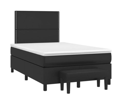 Cama box spring con colchón cuero sintético negro 120x190 cm