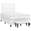 Cama box spring con colchón cuero sintético blanco 120x190 cm