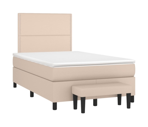 Cama box spring con colchón cuero sintético capuchino 120x190cm