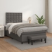 Cama box spring con colchón cuero sintético gris 120x190 cm