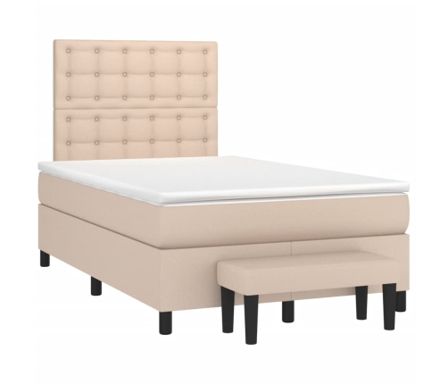 Cama box spring con colchón cuero sintético capuchino 120x190cm