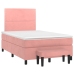 Cama box spring con colchón terciopelo rosa 120x190 cm