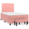 Cama box spring con colchón terciopelo rosa 120x190 cm