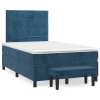 Cama box spring con colchón terciopelo azul oscuro 120x190 cm