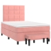 Cama box spring con colchón terciopelo rosa 120x190 cm