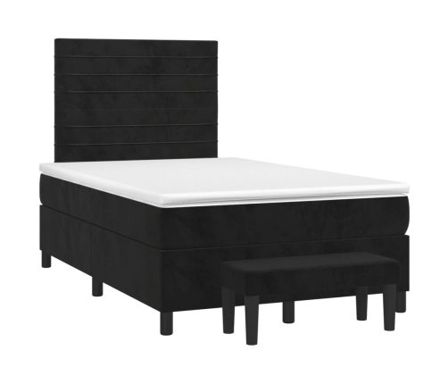 Cama box spring con colchón terciopelo negro 120x190 cm