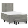 Cama box spring con colchón terciopelo gris claro 120x190 cm