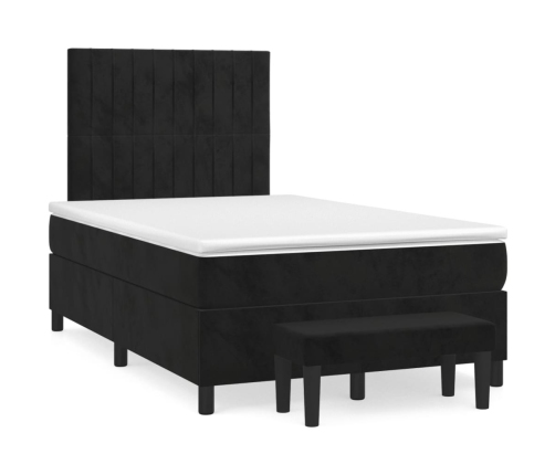 Cama box spring con colchón terciopelo negro 120x190 cm