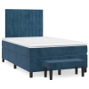 Cama box spring con colchón terciopelo azul oscuro 120x190 cm