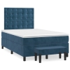 Cama box spring con colchón terciopelo azul oscuro 120x190 cm