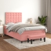 Cama box spring con colchón terciopelo rosa 120x190 cm