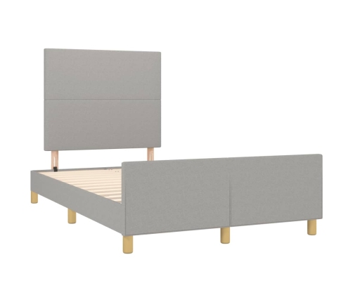 vidaXL Estructura de cama con cabecero tela gris claro 120x190 cm