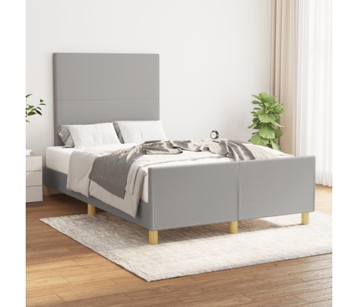 vidaXL Estructura de cama con cabecero tela gris claro 120x190 cm