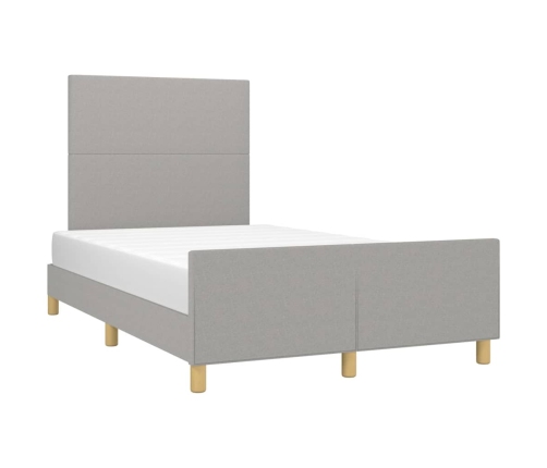 vidaXL Estructura de cama con cabecero tela gris claro 120x190 cm