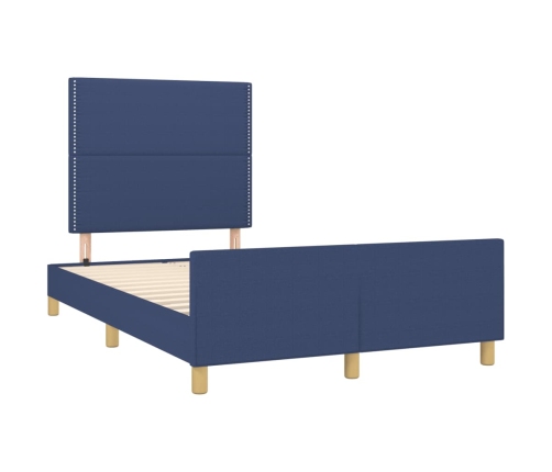 Estructura de cama con cabecero tela azul 120x190 cm