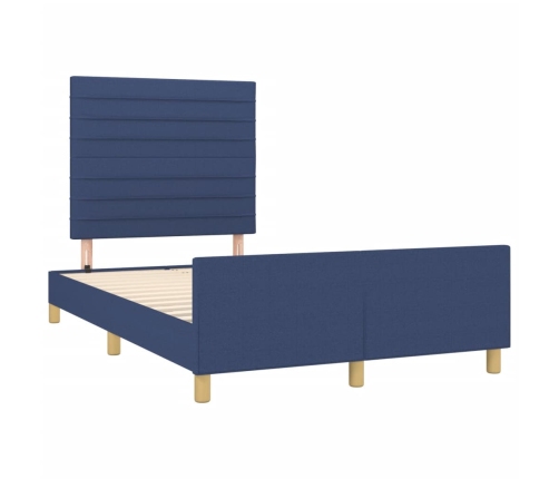 Estructura de cama sin colchón tela azul 120x190 cm