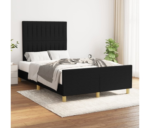 Estructura de cama sin colchón tela negro 120x190 cm