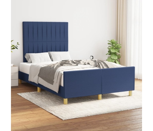 Estructura de cama sin colchón tela azul 120x190 cm