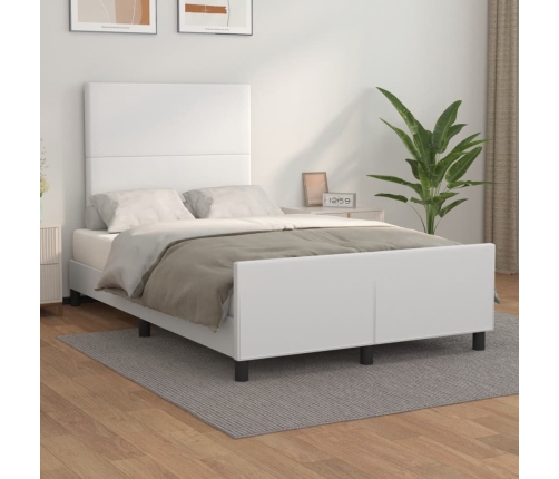 Estructura de cama sin colchón cuero sintético blanco 120x190cm