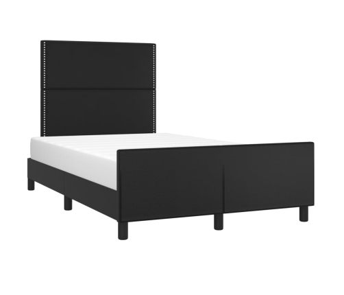 Estructura cama con cabecero cuero sintético negro 120x190 cm