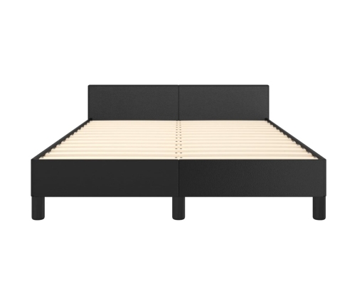 Estructura cama con cabecero cuero sintético negro 120x190 cm