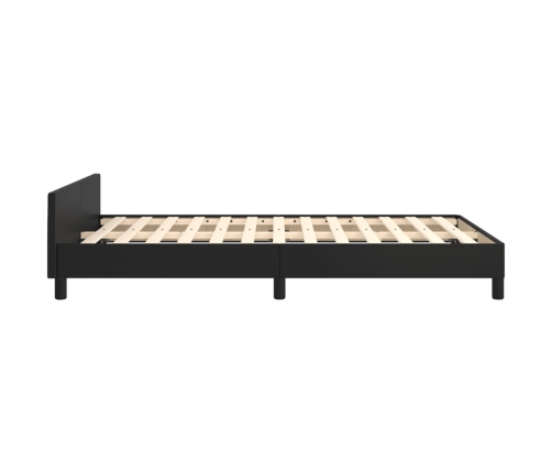 Estructura cama con cabecero cuero sintético negro 120x190 cm