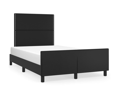 Estructura cama con cabecero cuero sintético negro 120x190 cm