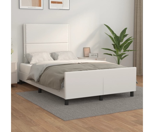 vidaXL Estructura cama con cabecero cuero sintético blanco 120x190 cm