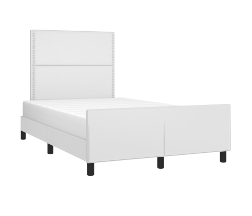 vidaXL Estructura cama con cabecero cuero sintético blanco 120x190 cm