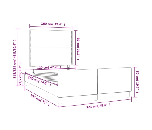 vidaXL Estructura cama con cabecero cuero sintético blanco 120x190 cm